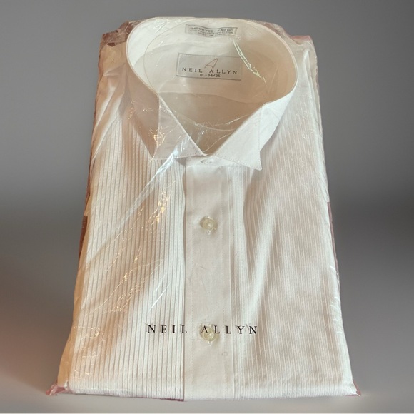 Neil Allyn White Tuxedo Dress Shirt Mens Size XL 34/35 Style 501 Pleated Front - Picture 1 of 3